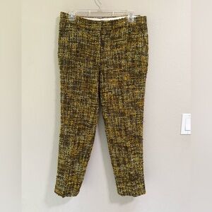 J.Crew Café Capri Tweed Cropped Pants Size 6 Brown Mustard